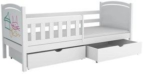 Detská posteľ z masívu borovice NOEL so šuplíkmi - 200x90 cm - BIELA