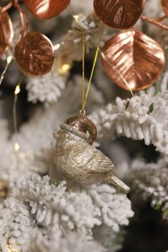LUX zlatá vianočná ozdoba zimný vtáčik 5cm 1ks