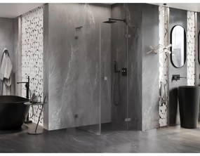 Mexen Lunar, L výklopný sprchový kút pravý 80 x 80 cm, 8mm číre sklo, grafitový profil, 834L-080-080-95-00-P
