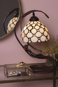 Krémová stolná lampa Tiffany Millie - 28 * 20 * 41 cm E14 / max 1 * 25W