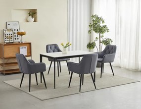 Jedálenská stolička JORK zamatová, tmavosivá (čierne nohy)