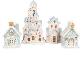 Modrá svietiaca perníková chalúpka Gingerbread House - 9*8*15 cm