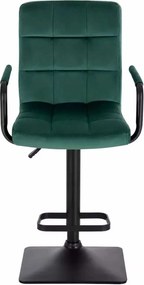 LuxuryForm DESIGN Barová stolička VERONA BLACK VELUR na čiernej hranatej podstave - zelená