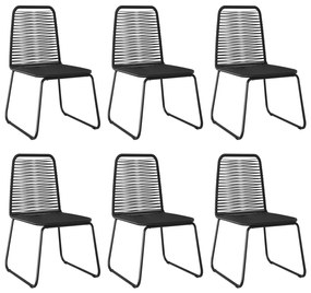 Vonkajšie jedálenské stoličky 6 ks polyratan čierne