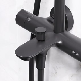 Sprchový systém AM.PM Like F07LA522 s termostatickou vaňovou a sprchovou batériou, čierny