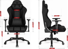 Herná ergonomická stolička HC-1013 – čierny poťah z kvalitnej textílie