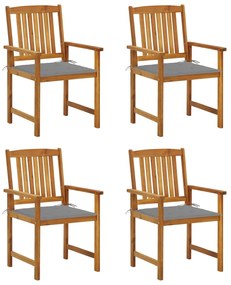 Záhradné stoličky s podložkami 4 ks, akáciový masív