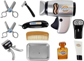 LEAN Toys Kadernícka kadernícka sada Detský kaderník Fén na vlasy Kadernícke doplnky Strieborná