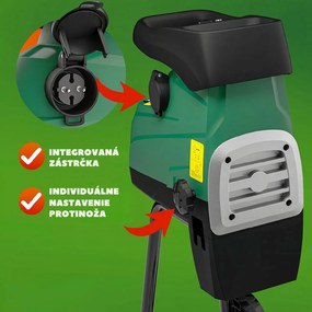Záhradný štiepkovač/drvič DIOX+2x 60l vrece, 3100W čierna/zelená Gardebruk