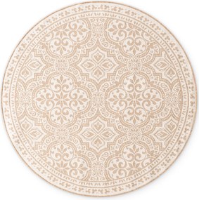 NORTHRUGS, Kusový koberec Duet Rosel 106252 Beige/White kruh - na von aj na doma, 160x160 (priemer) kruh, béžová, chodba / predsieň