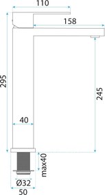 Rea Arlo, vysoká umývadlová batéria h-295, zlatá matná, REA-B0977