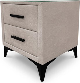 Nočný stolík s 2 zásuvkami Joy, svetlo béžová látka