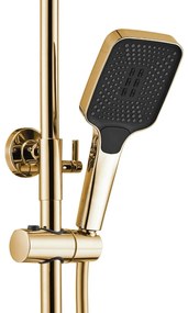 Sprchový set s termostatom Rea Rob zlatý - vaňová batéria, dažďová, ručná a bidetová sprcha