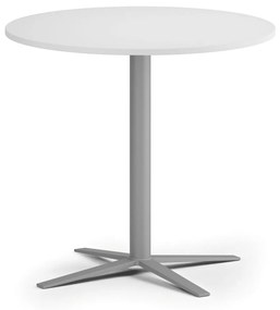 Konferenčný stolík AURA, priemer 80 cm, sivostrieborná podnož, biela