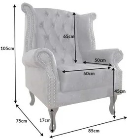 Kreslo 37473 Chesterfield Antik šedá  - Komfort-nábytok