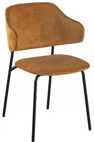 Dizajnová stolička Tracy zamat horčicovo žltá, čierny rám