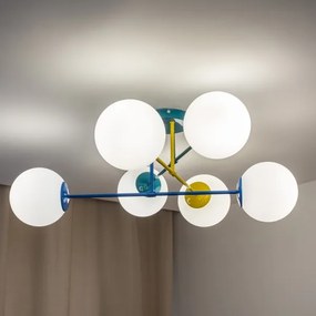 Prisadený luster MOON 6xE27/15W/230V tyrkysová/žltá/modrá