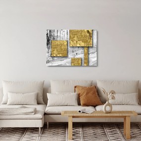 Sklenený obraz - Zlaté štvorce N⁰3 (70x50 cm)