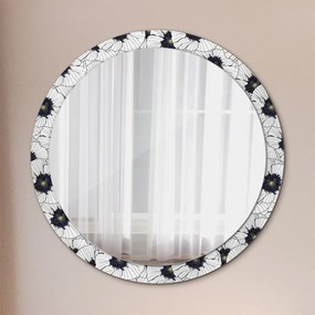 Okrúhle zrkadlo s potlačou Zloženie lineárnych kvetov fi 100 cm