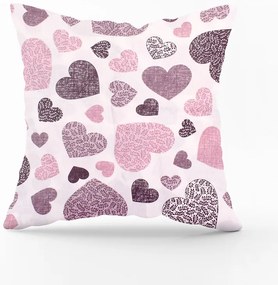 Bavlnená obliečka na vankúš - srdiečka fialové Veľkost obliečok: 50 x 50 cm, Zapínanie: Gombíky