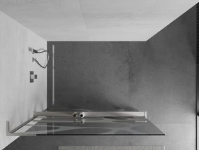 Mexen Kioto+ L, sprchová zástena Walk-In s poličkou a vešiakom 100 x 200 cm, 8mm číre sklo biely vzor, brúsená oceľ profil, 800-100-123-97-97