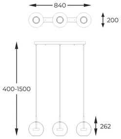Závesné LED svietidlo 3 guľové tienidlá ENCELADUS chrómované