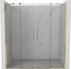 Mexen Velar Duo, posuvné dvere do otvoru 170x200 cm, 8mm číre sklo, zlatá lesklá, 871-170-000-02-50