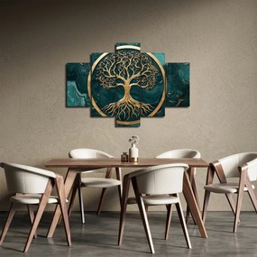 Obraz – Zlatý strom života v mramore (150x105 cm)