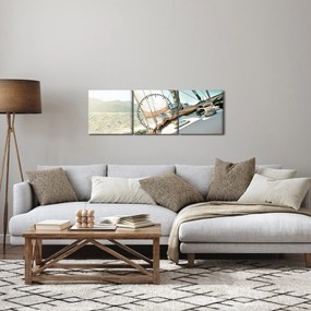 Obraz - Loď (s hodinami) (90x30 cm)