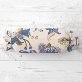Biante Vankúš valec bonbon Sandra SA-539 Modro-fialové orientálne kvety na svetlo béžovom 15x60 cm