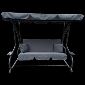 Garden Line ZÁHRADNÁ HOJDAČKA 210 x 120 x 170 cm ANTRACITOVÁ S FUNKCIOU LEŽAČKA