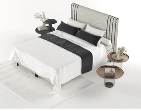 Svetlosivá čalúnená dvojlôžková posteľ s úložným priestorom 200x200 cm Musca – Maison de Rêve