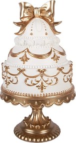 Bielo-zlatá elegantná dekorácia zdobená torta - Ø 19*33 cm