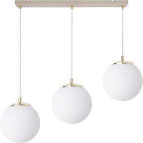 Závesné svietidlo Florence, 3x biele sklenené tienidlo, g/be