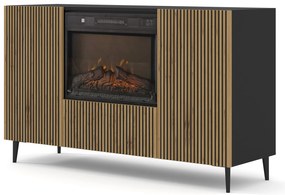Skrinka s elektrickým krbom F 2D1K Rowanna (dub artisan + čierna). Akcia -20%. Vlastná spoľahlivá doprava až k Vám domov. 1125063