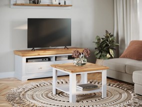 PROXIMA.store - Rustikálny drevený TV stolík - MARONE ELITE FARBA: biela - prírodná borovica