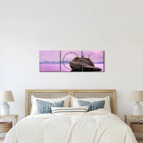 Obraz kameňa v mori (s hodinami) (90x30 cm)