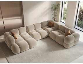 Béžová zamatová rohová pohovka (pravý roh/do tvaru "U") Loretto – Cosmopolitan Design