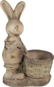 Béžová antik dekorácia králik s kvetináčikom - 38*22*49 cm