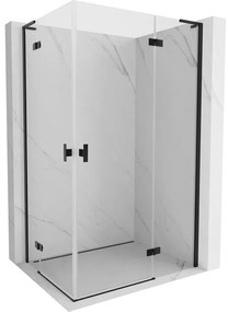 Mexen Mist-H L Duo, 2-krídlový sprchový kút 90 x 120 cm, číre sklo, čierny profil, 8A5L-090L-120P-70-00