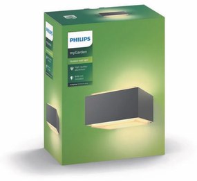 Philips 17337/93/PN Hedgehog Vonkajšie nástenné svietidlo 18 cm, antracit