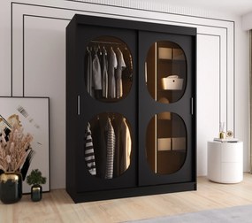 Šatníková skriňa 150 cm Boomer 2 (čierna) (s osvetlením). Akcia -19%. Vlastná spoľahlivá doprava až k Vám domov. 1126264
