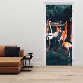 Fototapeta na dvere - Stáda plameniakov (95x205cm)