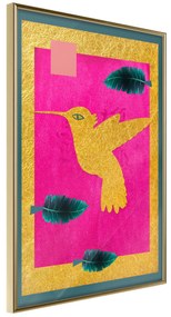 Artgeist Plagát - Golden Hummingbird [Poster] Veľkosť: 40x60, Verzia: Čierny rám