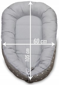 Obojstranné hniezdočko (kokon) pre bábätko - BABYMAM PREMIUM set 7v1 - Malé biele hviezdičky so šedou Minky