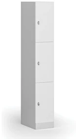 Šatníková skrinka s úložnými boxmi, 3 boxy, 1850 x 300 x 500 mm, otočný zámok, laminované dvere, biela