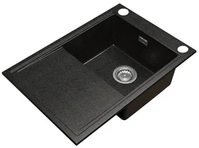 Gamma Design 7050, 1-komorový granitový drez 700x480x205 mm, čierna so zlatými bodmi, GMA-ZLE000131
