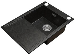 Gamma Design 7050, 1-komorový granitový drez 700x480x205 mm, čierna so zlatými bodmi, GMA-ZLE000131
