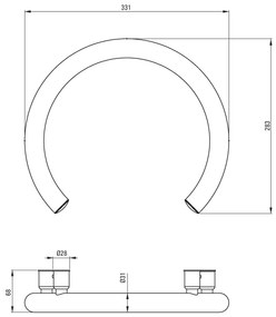 Deante Vital príslušenstvo, nástenné kovové madlo v tvare podkovy, DEA-NIV_041G
