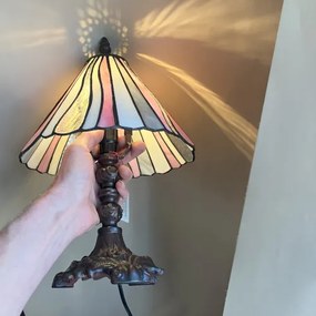 Stolová lampa vitráž Tiffany Ø20*34 RUŽOVÉ LÚČE